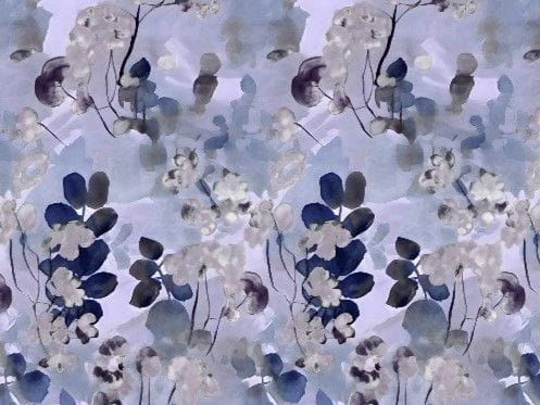 Viskose Digital mit zarten Blütenzweigen - hellblau/navy/grau