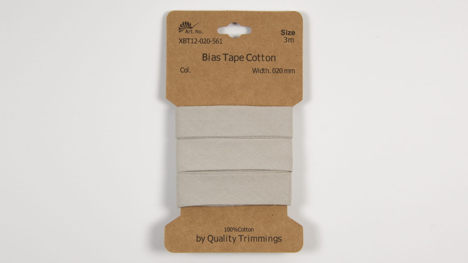 Karte 3m Baumwoll-Schrägband 20mm breit in silver (561)             
