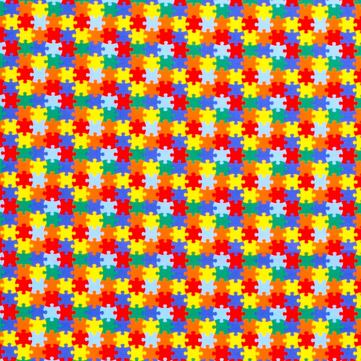 Baumwollstoff Popeline mit bunten Puzzleteilen