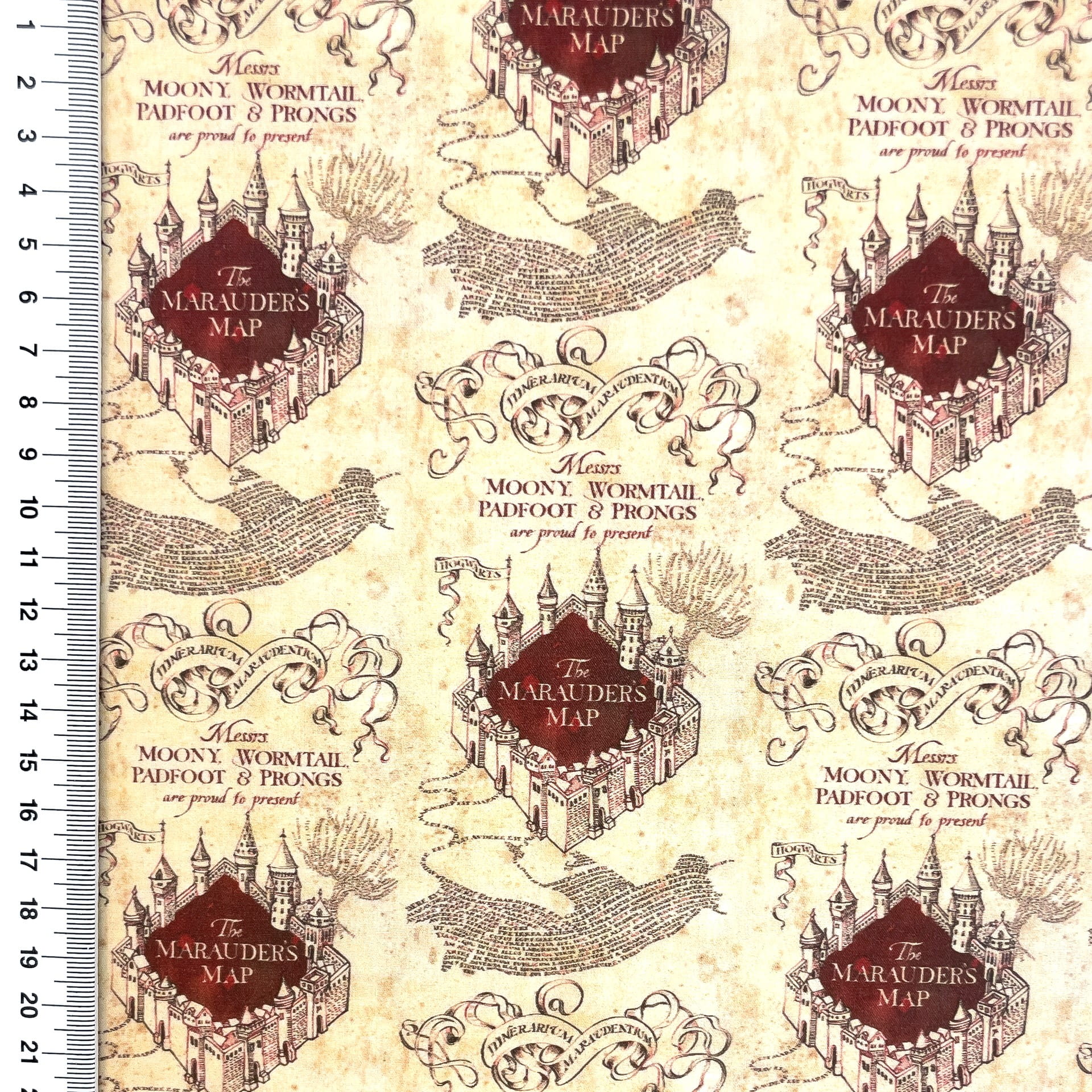  Baumwollstoff Digital Lizenz "Marauder`s Map" von Harry Potter - beige