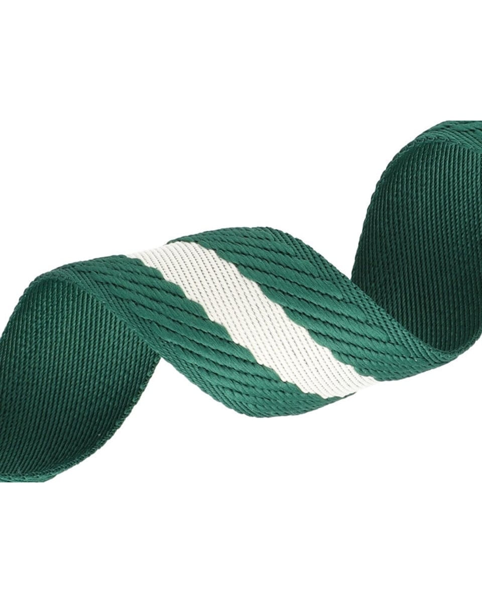 Gurtband Polycotton 38mm Streifen - grün/weiß