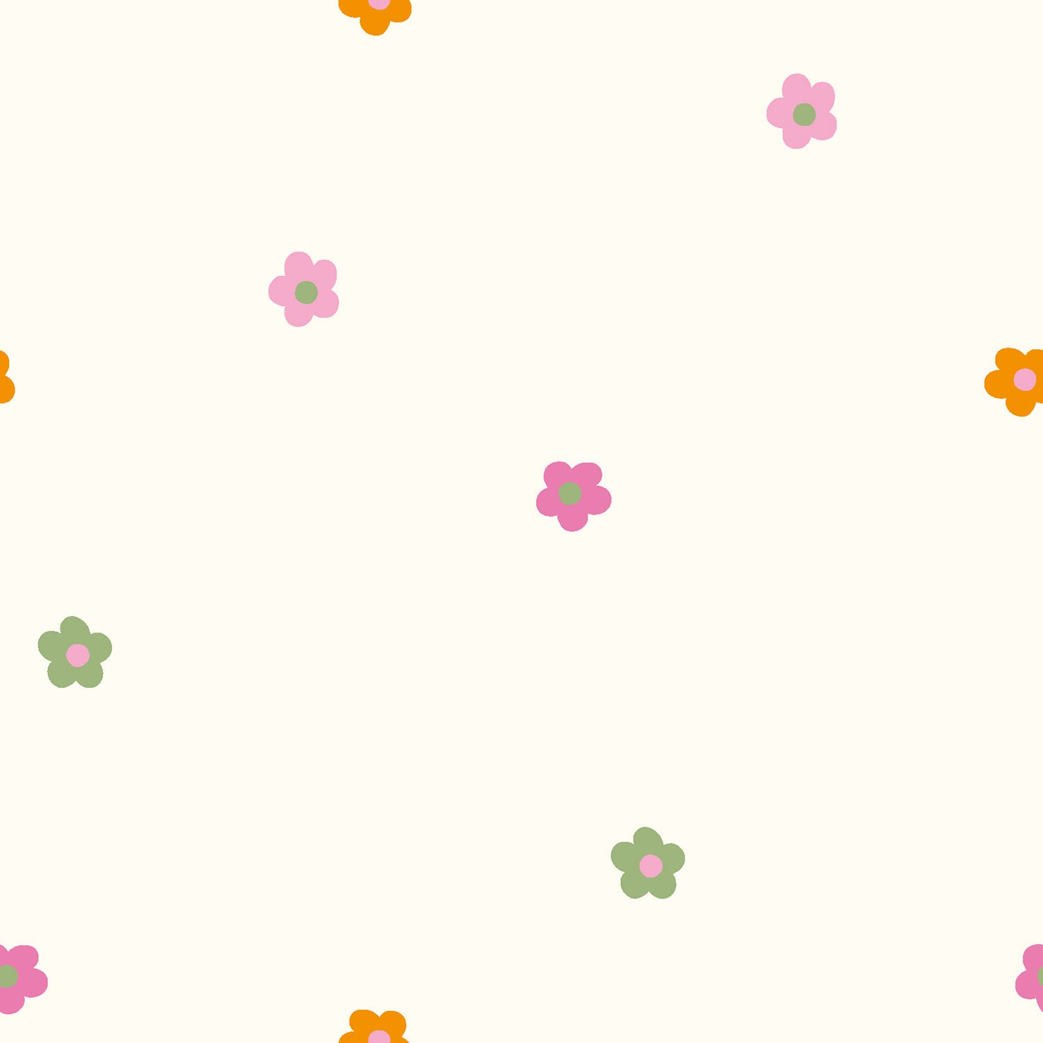 Baumwollstoff Popeline mit Blümchen- ecru