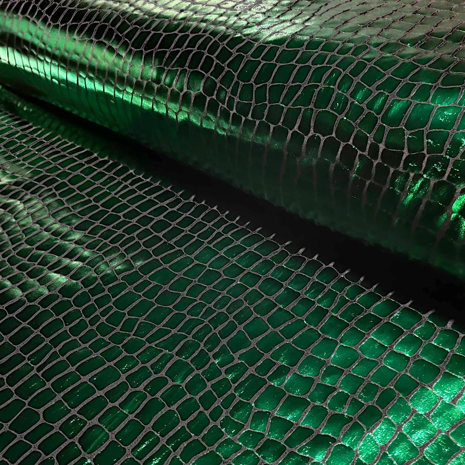 Lamé-Stretch mit Krokohaut-Muster - grün