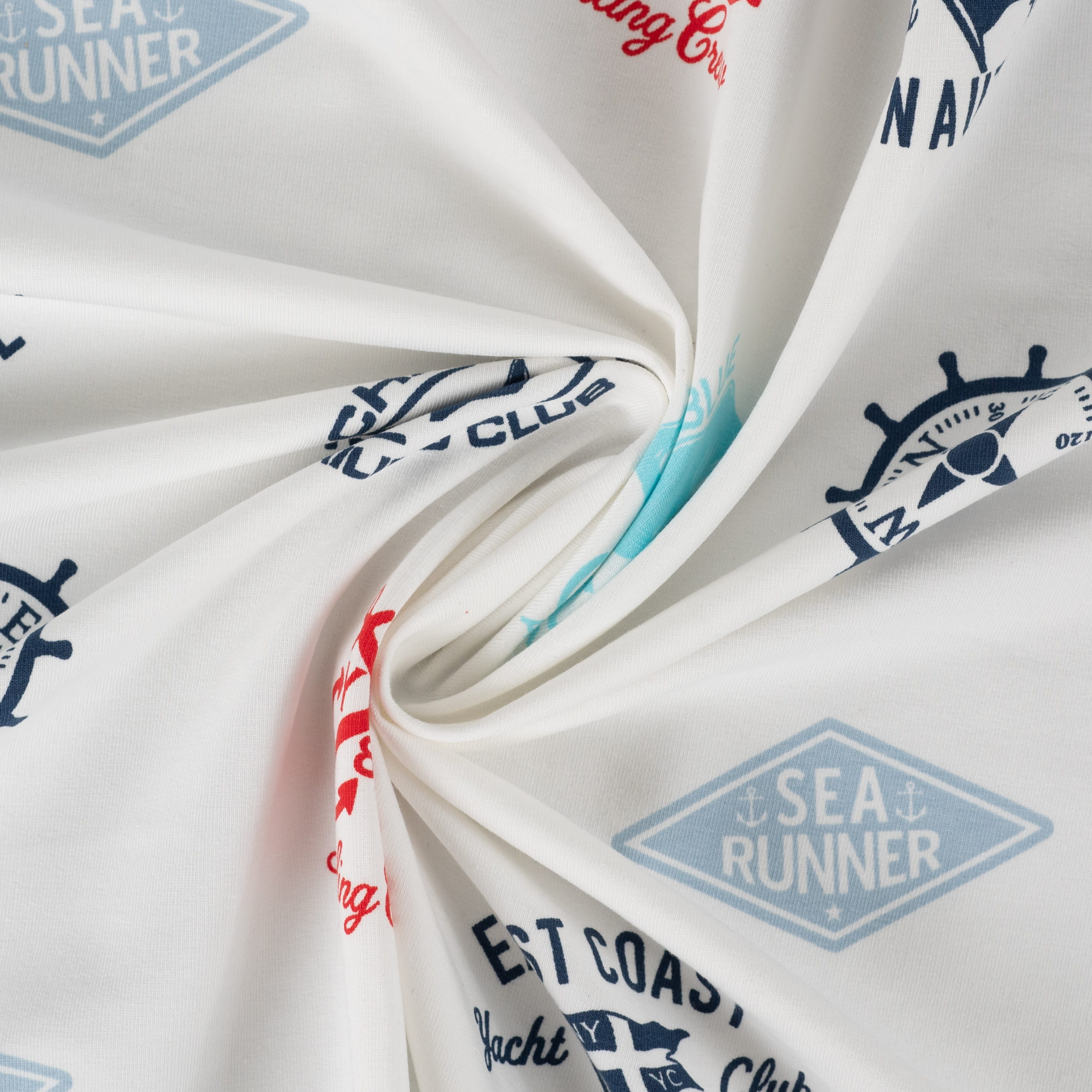 Sommersweat French Terry "Nautical" mit maritimen Motiven - ecru (Q510)
