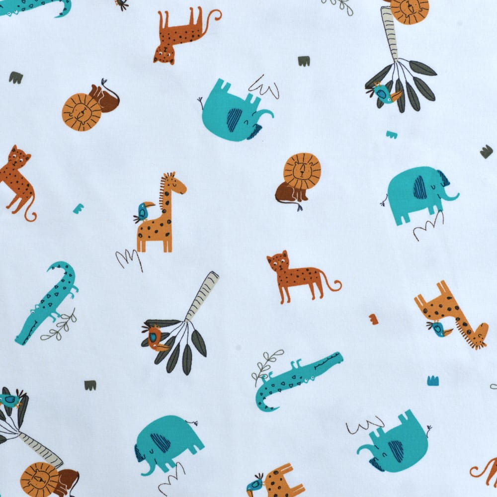 Baumwolljersey mit Safari Tieren - ecru (Q510)