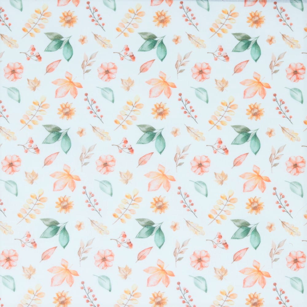 Baumwollstoff Digital "Autumn Flowers" - ecru/orange
