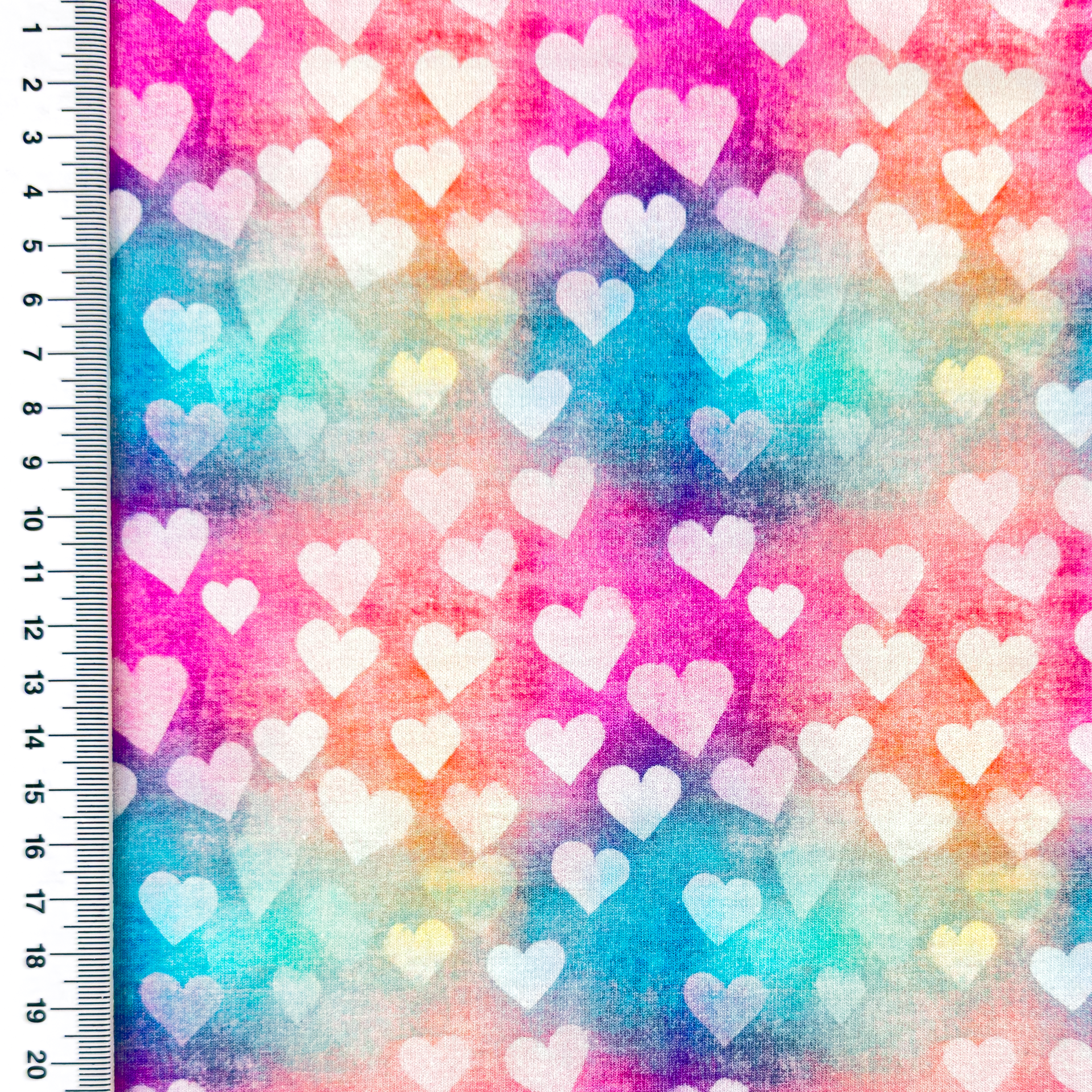 Baumwolljersey Digital "Rainbow Hearts" - pastell 