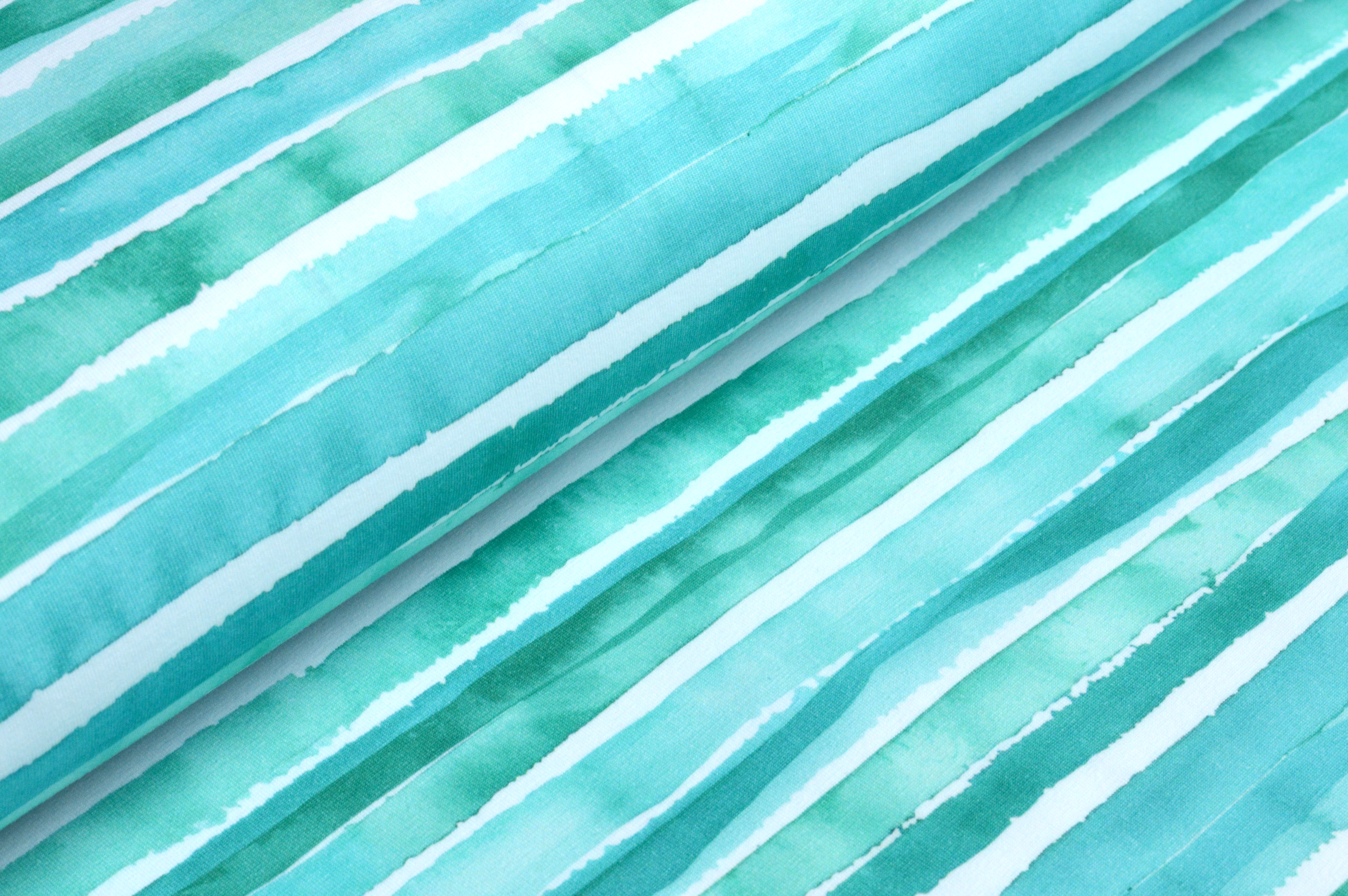 Digitaljersey Eigenproduktion "Wavy Stripes" mit Streifen - mint/petrol/weiß