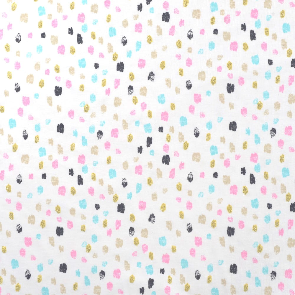 Baumwolljersey mit buntem Konfetti und Glitzer - weiß/rosa