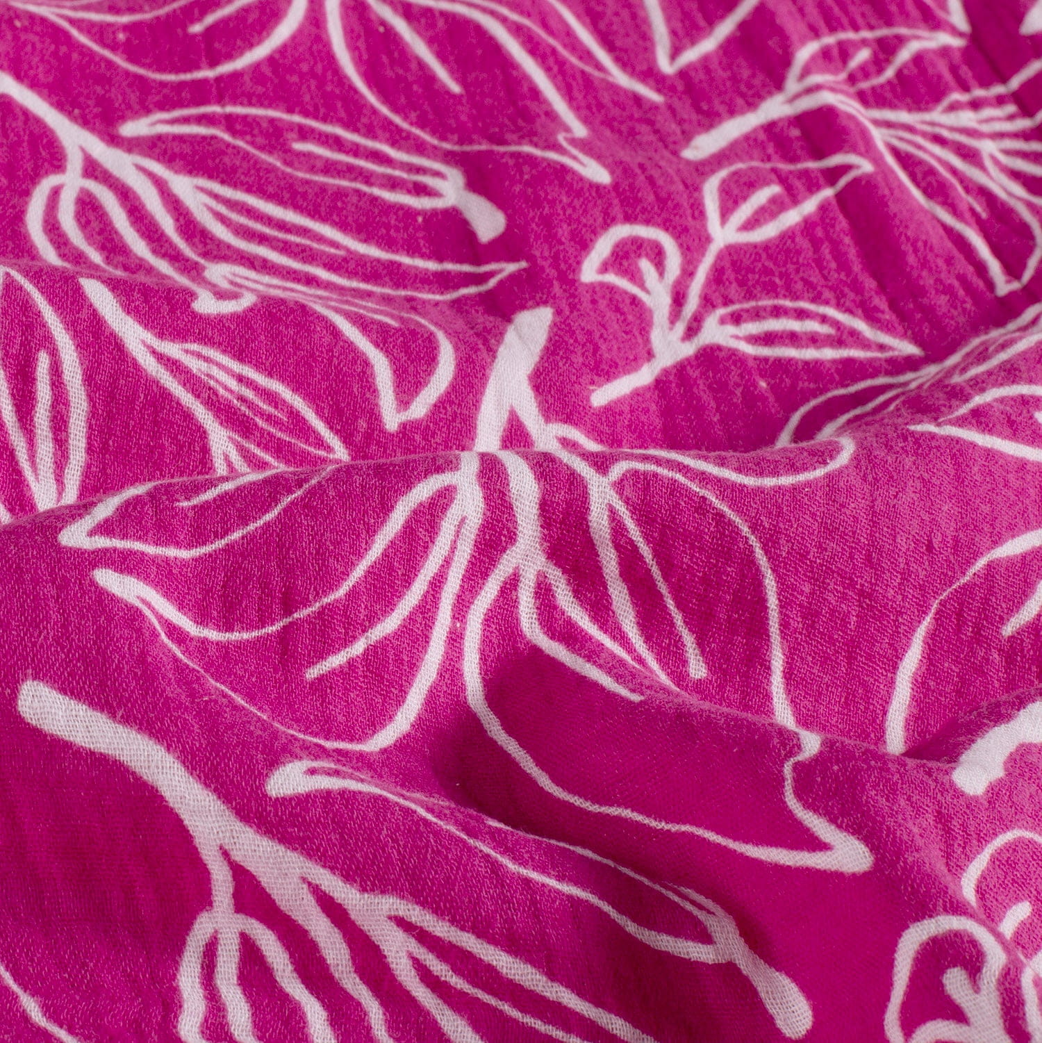 Baumwolle Double Gauze/ Musselin mit weißen Zweigen - pink (N017)