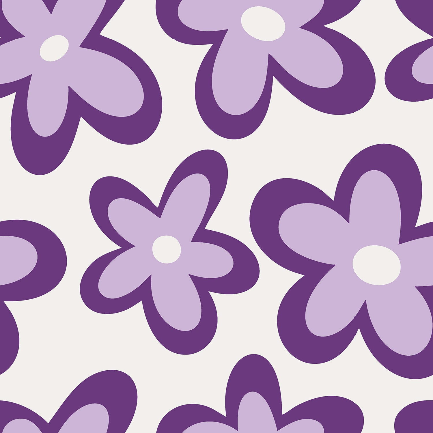 Baumwolljersey mit großen flieder Blumen - ecru (N051) 