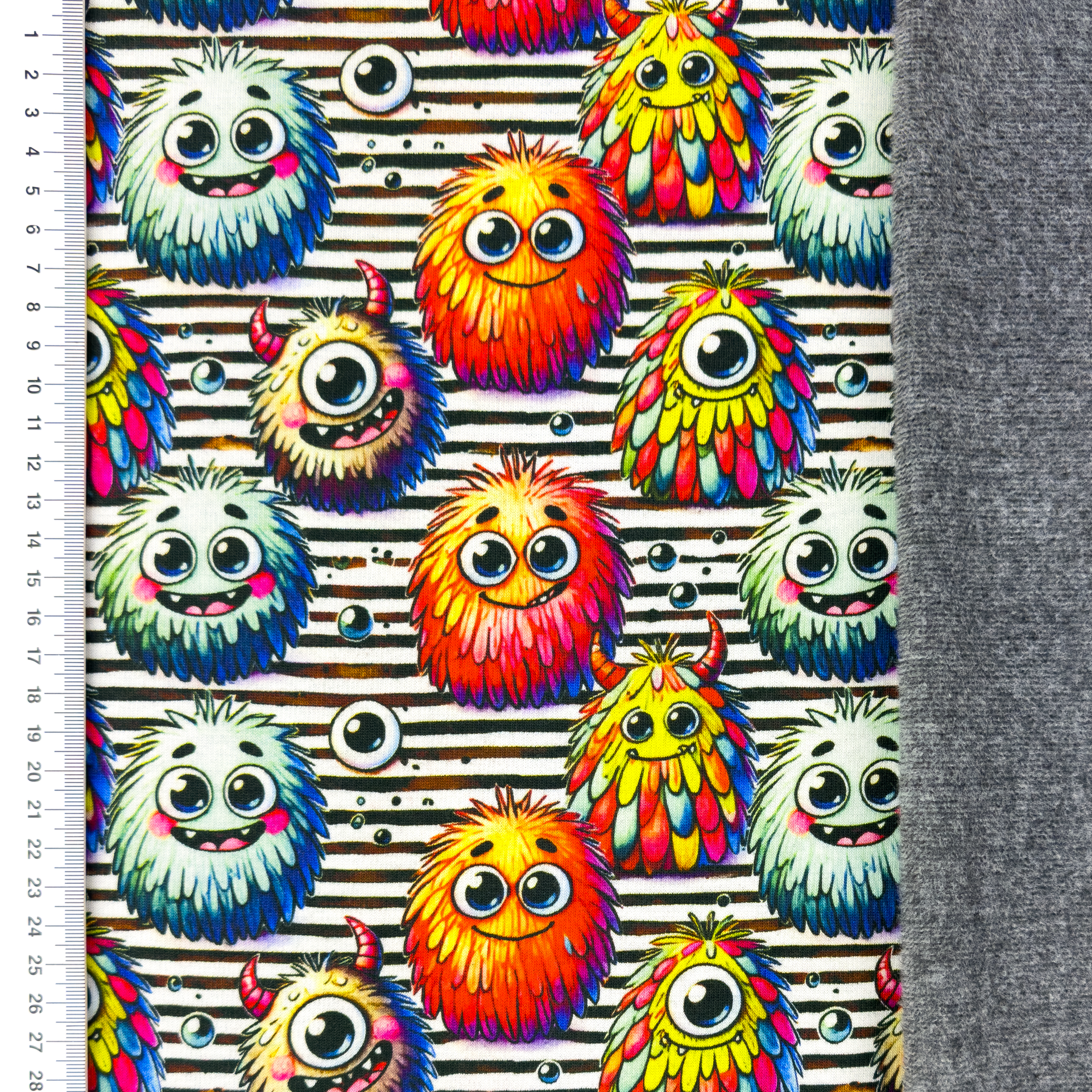 Alpenfleece Digital "Fluffy Monsters" - gestreift