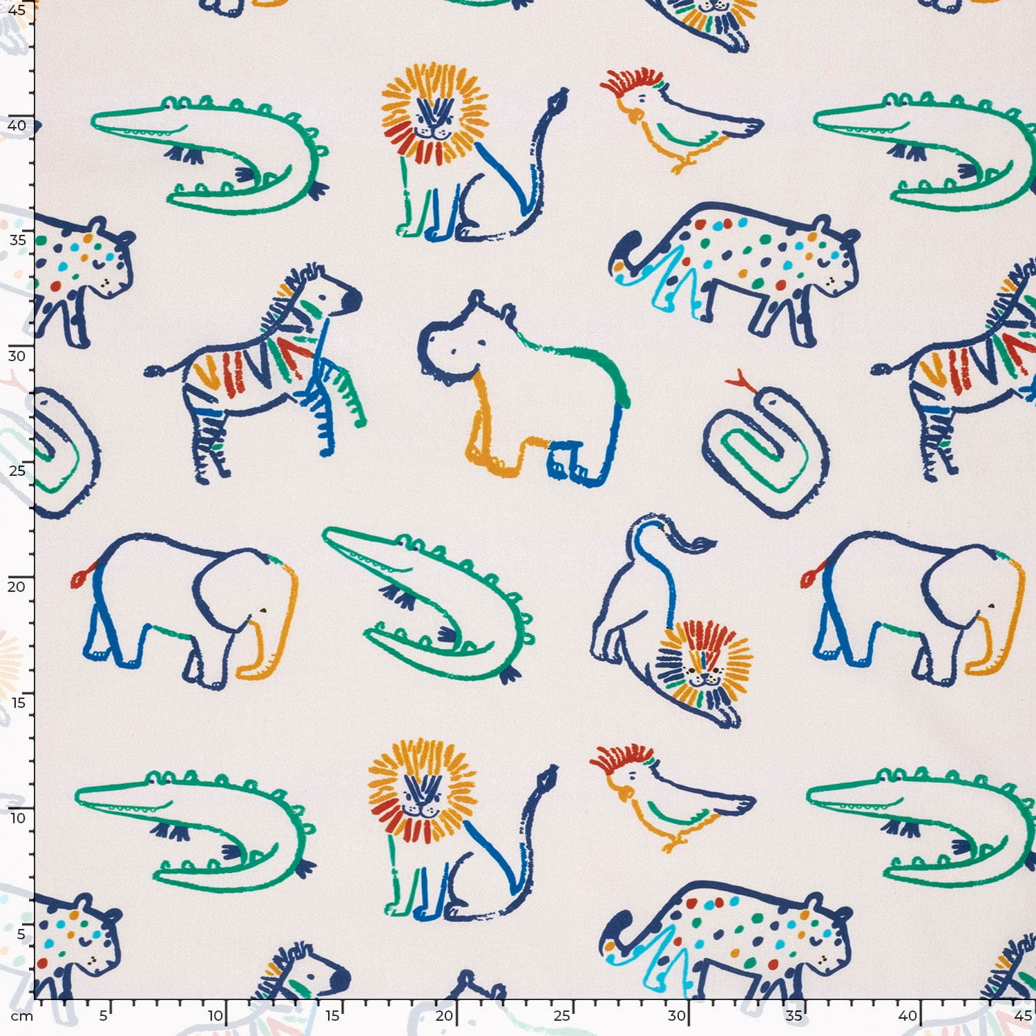 Baumwollstoff Popeline mit "Sketched Animal" - creme