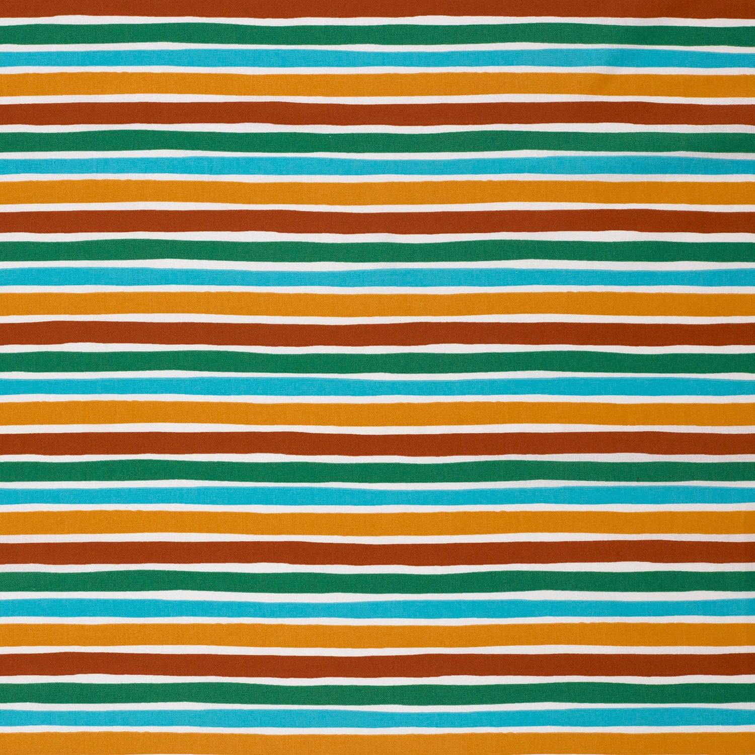 Baumwollstoff Popeline mit Streifen - aqua/petrol/terra/orange