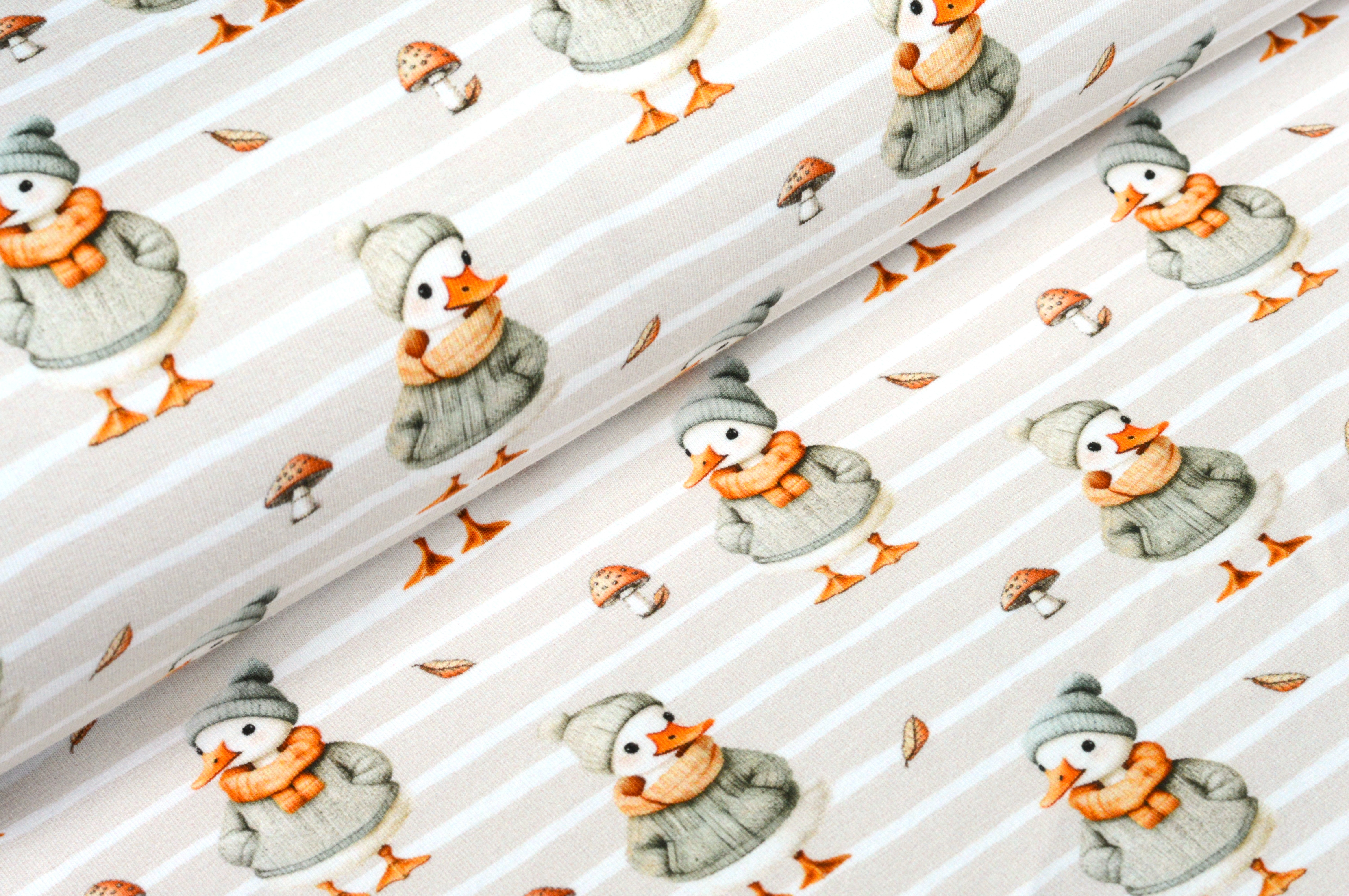Digitaljersey Eigenproduktion "Günther Gans und der Herbst" - beige/weiß gestreift