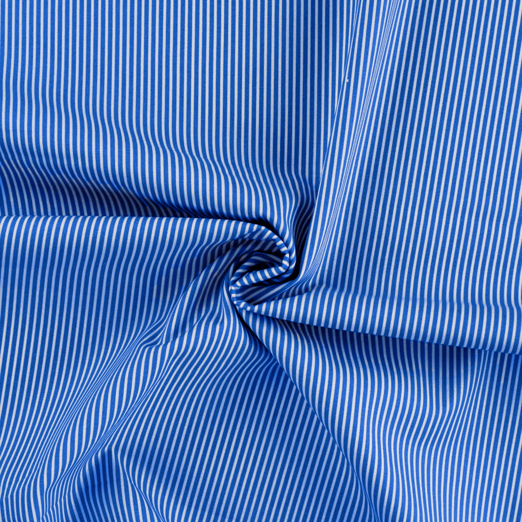 Baumwollstoff royalblau mit kleinen weißen Streifen (307)