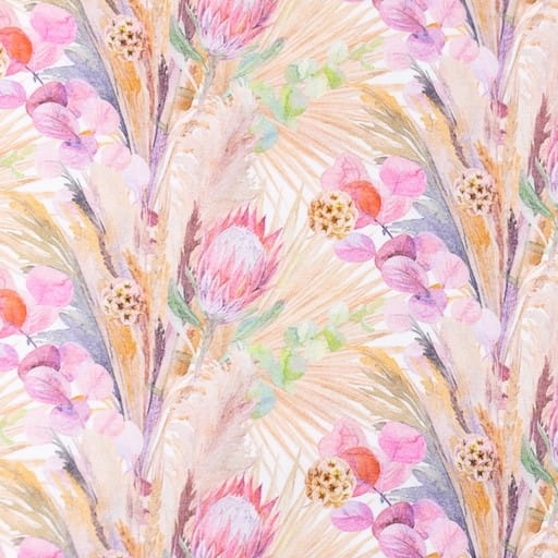 Digitaljersey Snoozy Fabrics mit gemalten Blumen - ecru/beige/pink