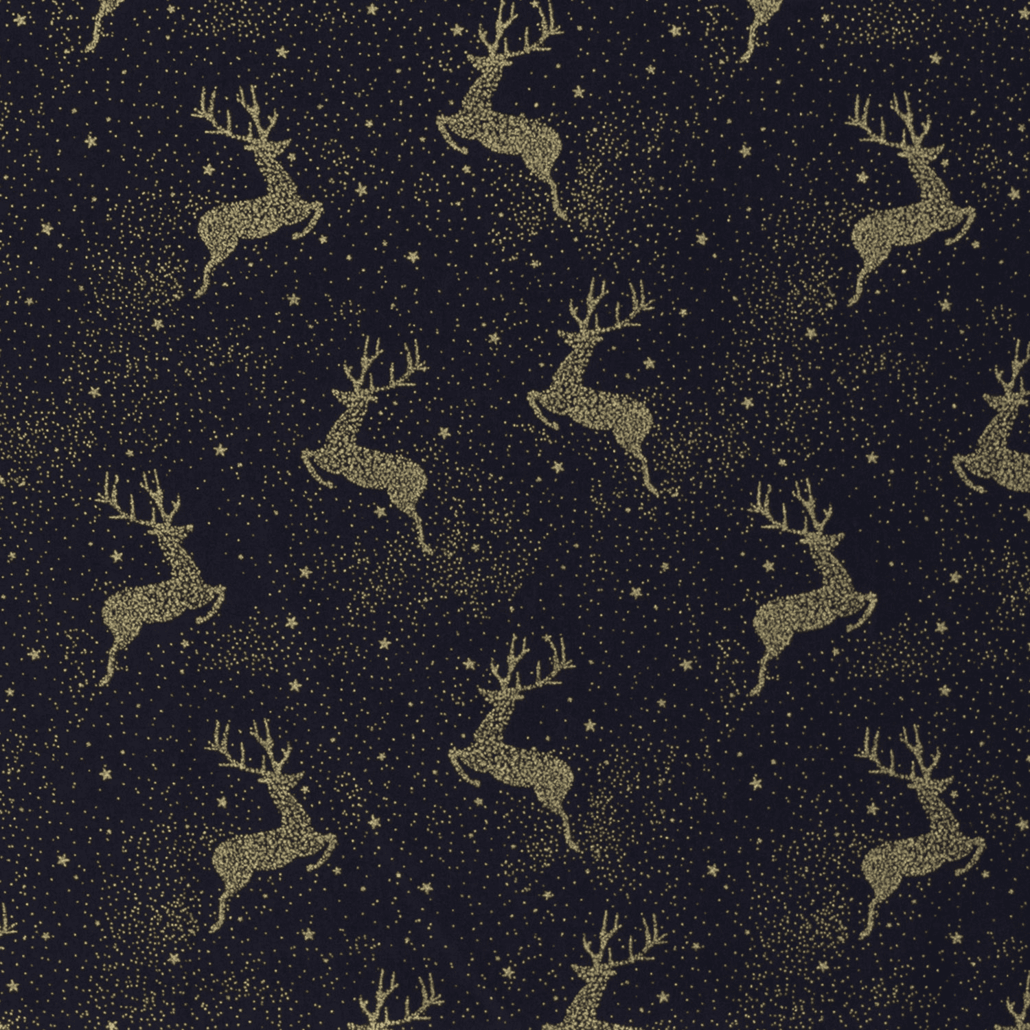 Baumwollstoff mit goldenen Hirschen - marine (N008) 