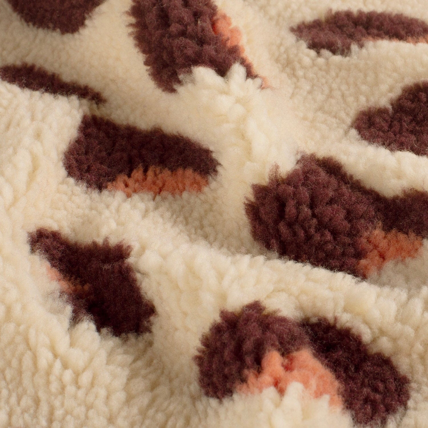 Teddystoff mit Leomuster - beige