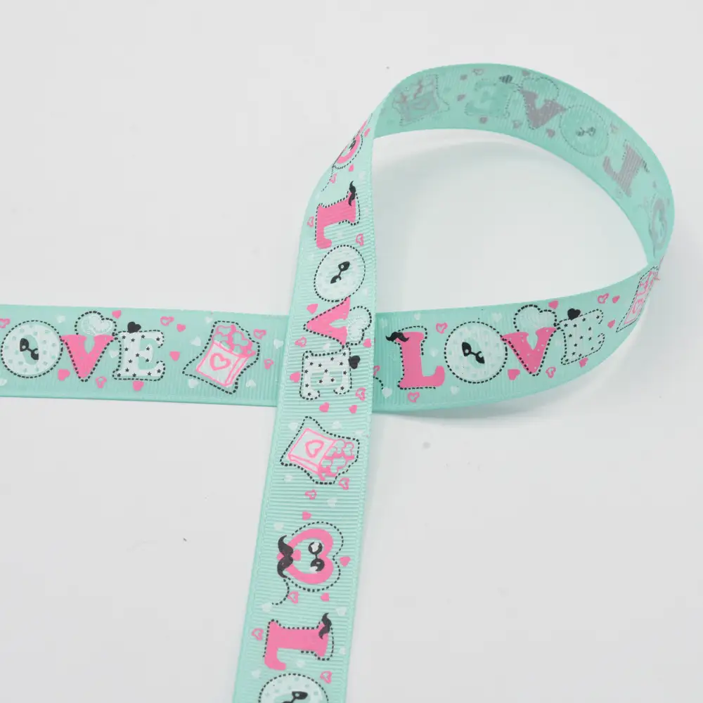 Ripsband mit Love Schriftzug 25mm - mint (521)