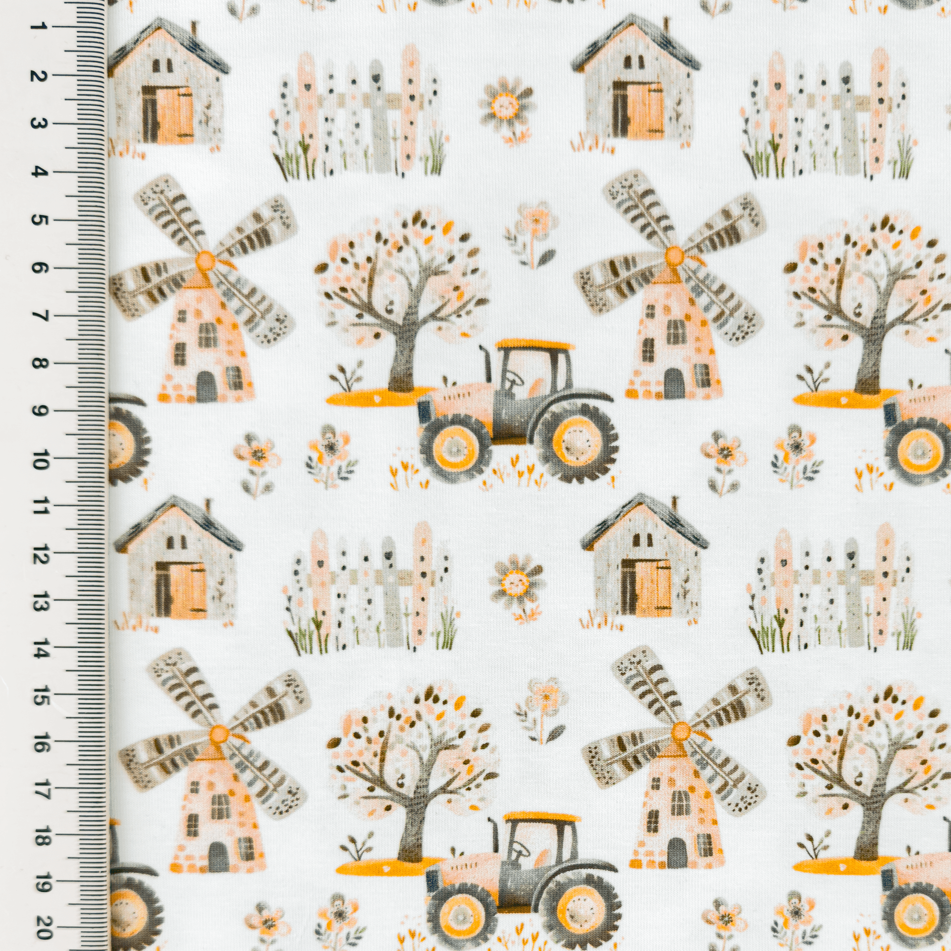 Baumwolljersey Digital "Country Life" - ecru