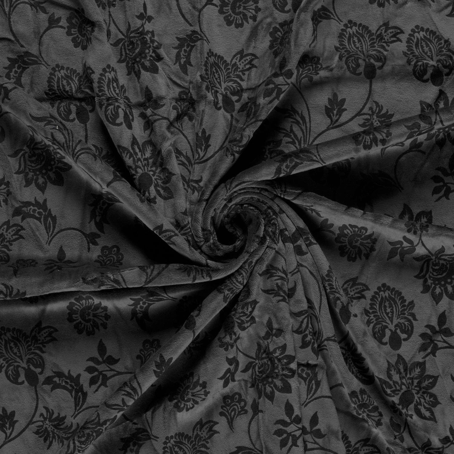 Nicki Verlours mit Ornamentmuster - schwarz/anthrazit