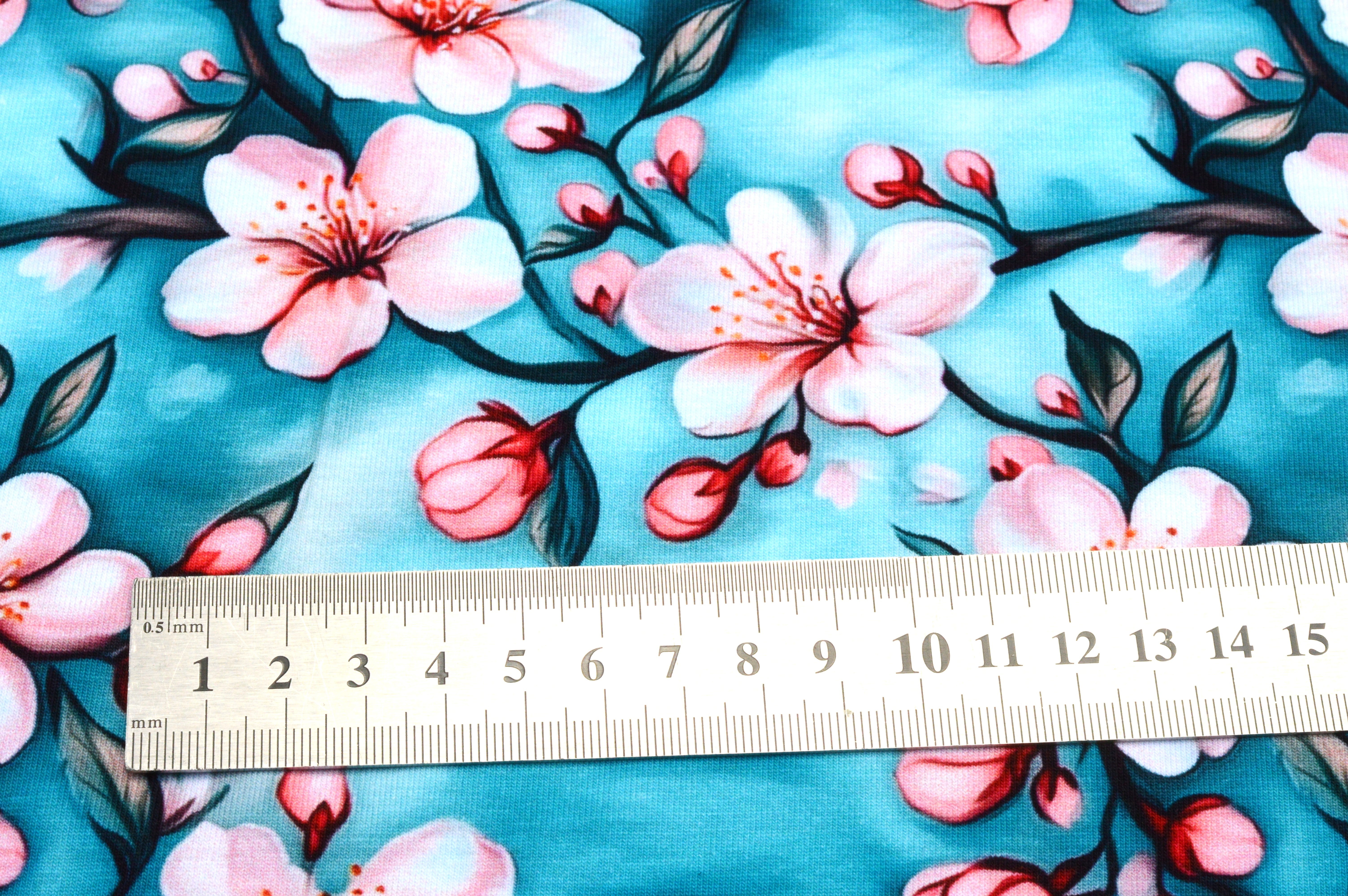Digitaljersey Eigenproduktion "Cherry Blossom" mit Kirschblüten - türkis