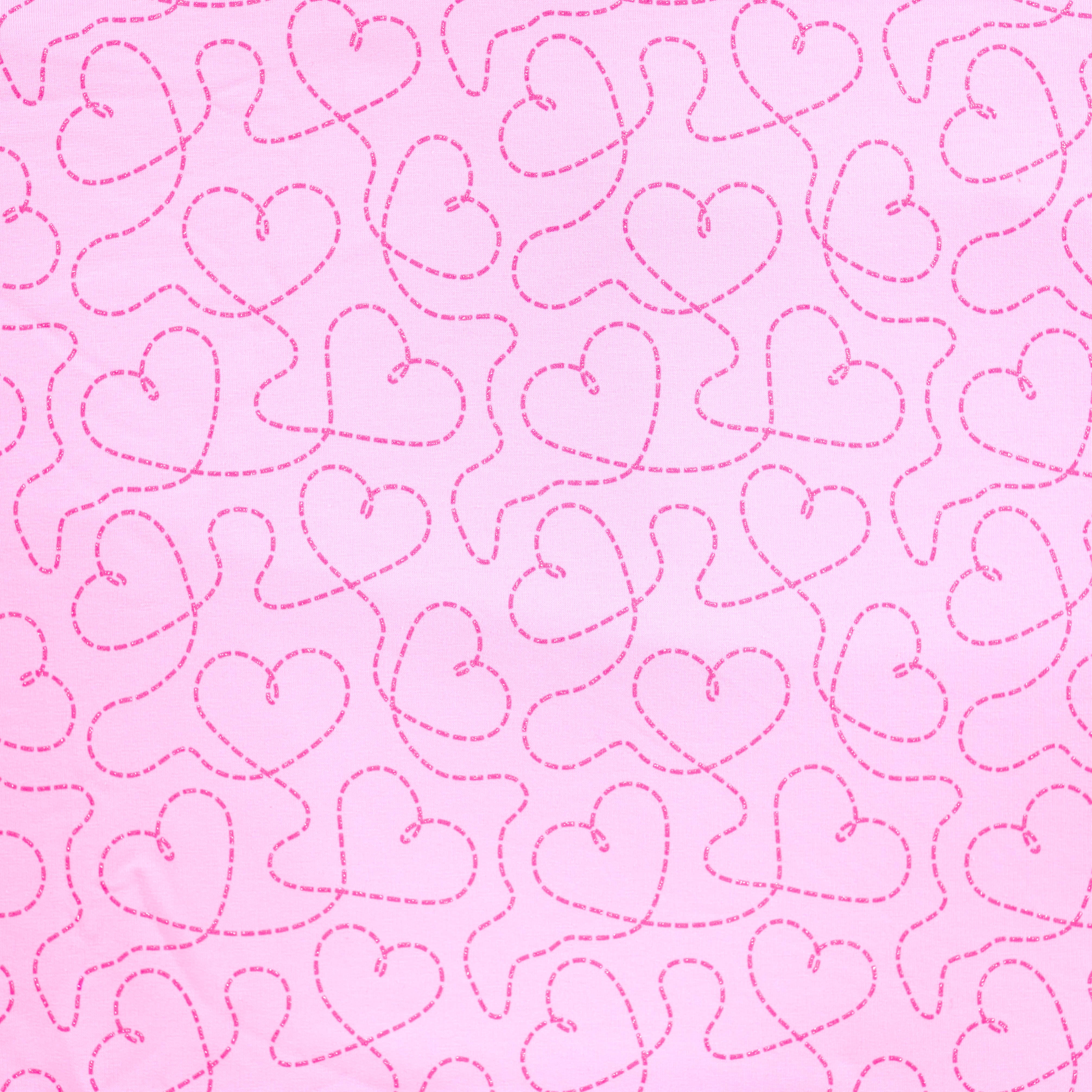 Sommersweat French Terry Digital "Glitter Hearts" - rosa 