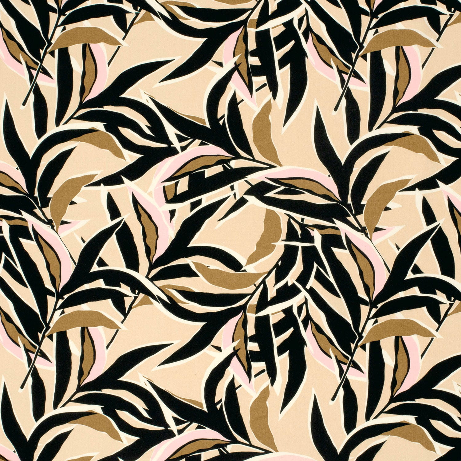 Viskose  Digital mit abstraktem Blätterdesign - beige 