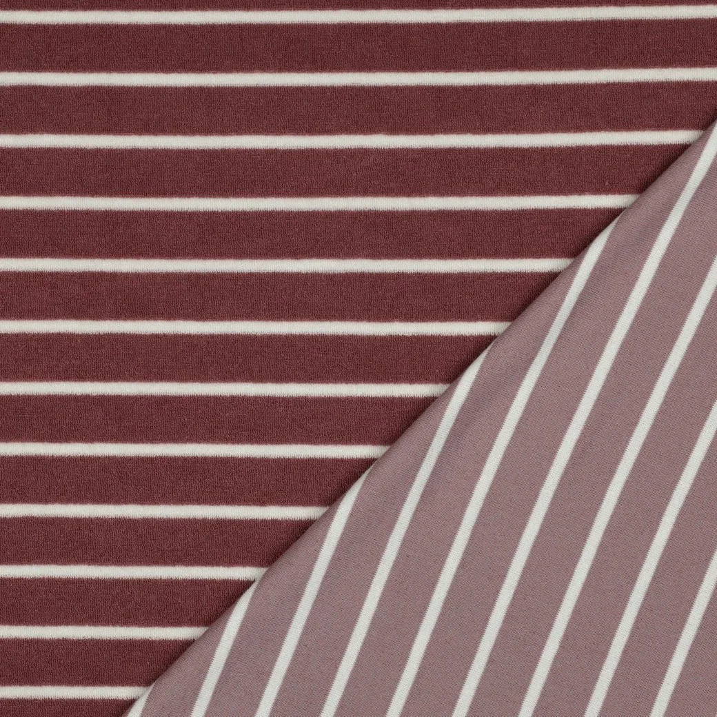 Frottee garngefärbt mit Ecru-Streifen - mauve/ecru (V003)