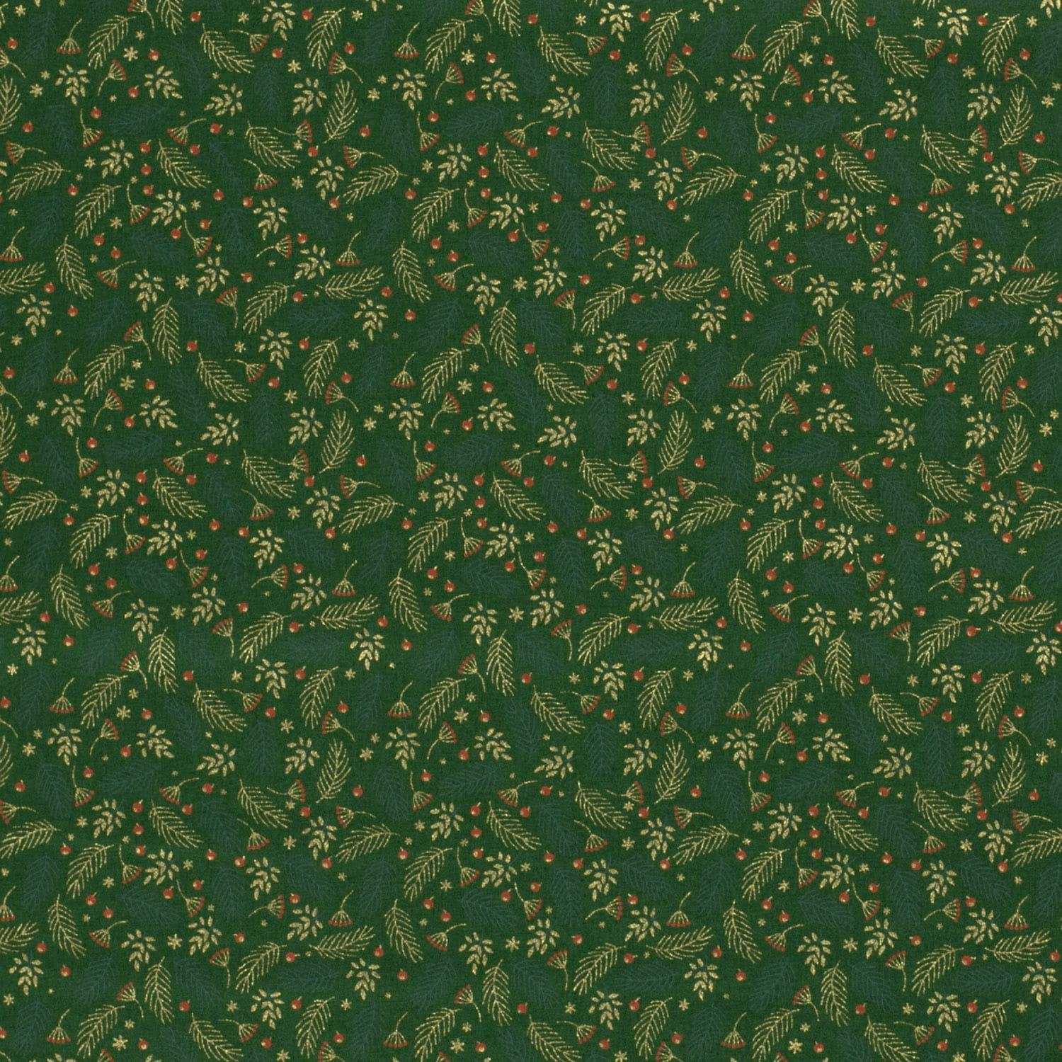 Baumwollstoff mit Weihnachtszweigen - grün (N025)
