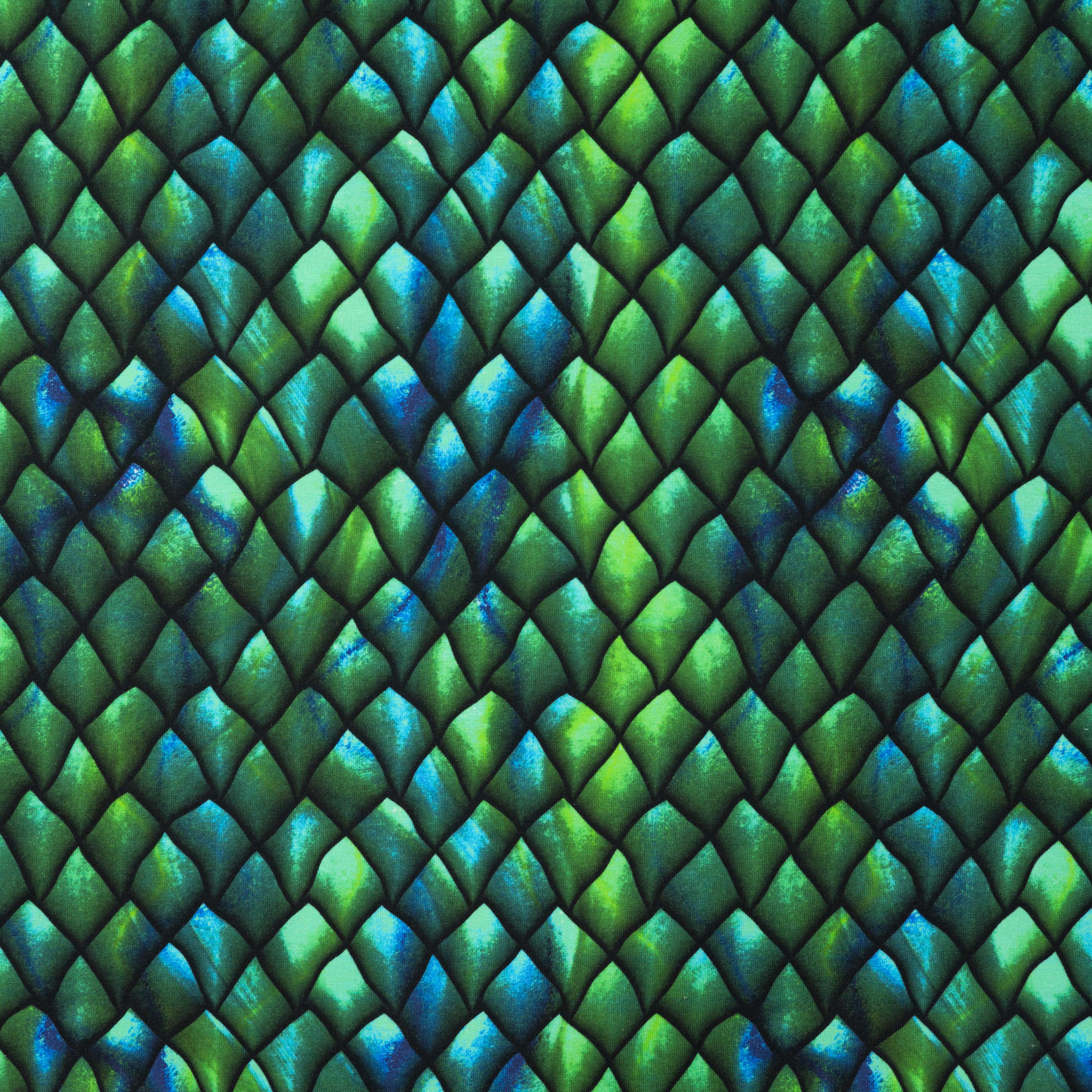 Baumwolljersey Digital mit Drachenschuppen