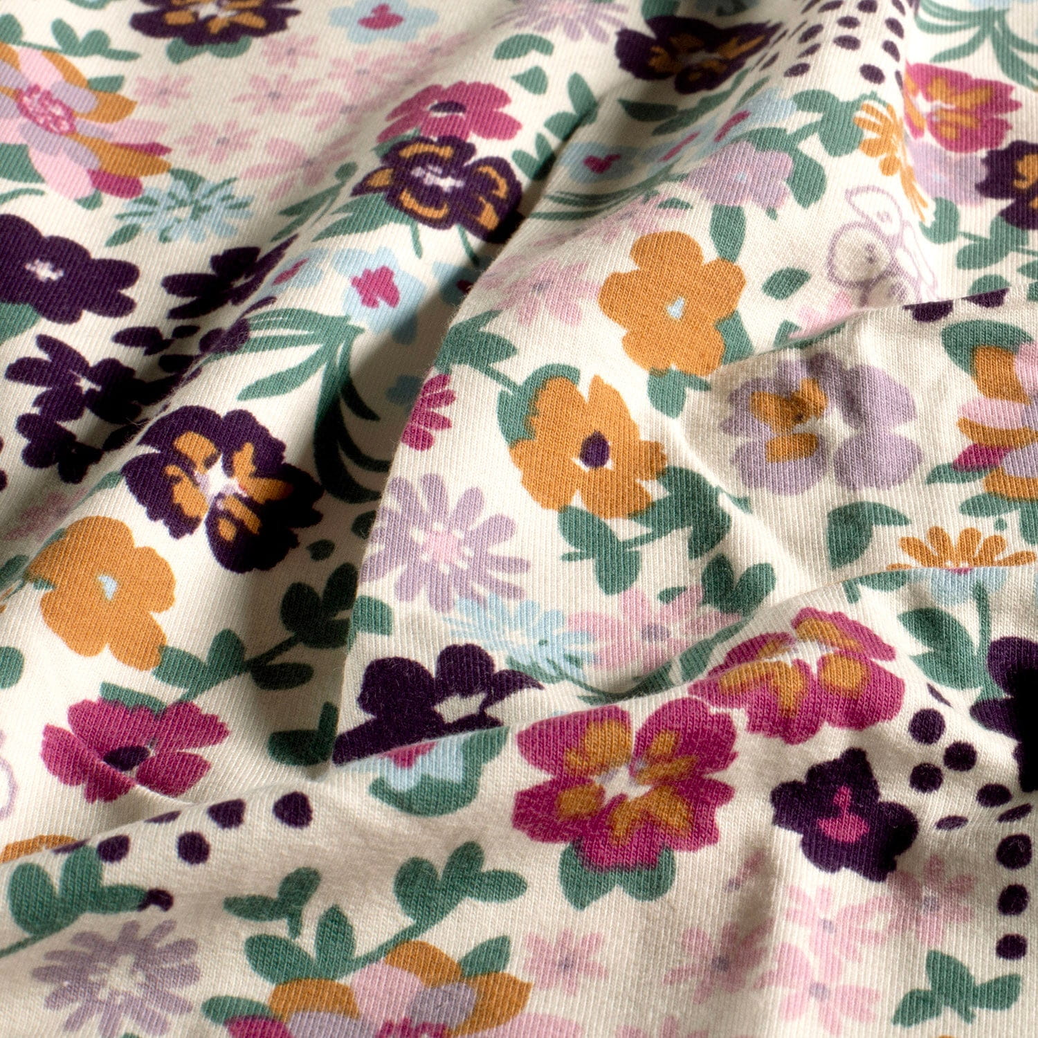 French Terry Digital mit bunten Blumen - ecru (N051)