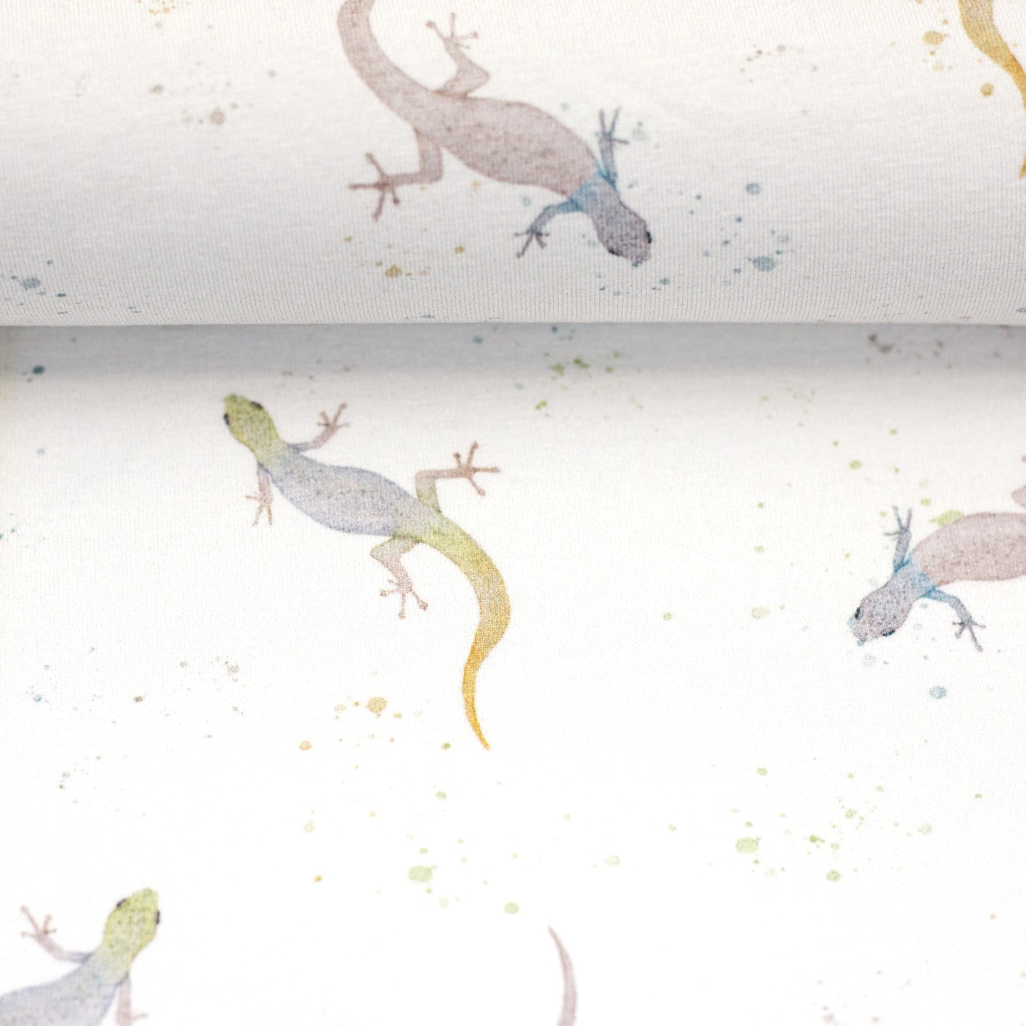 Baumwolljersey Swafing "Wild Animals" Serie by Christiane Zielinski mit Geckos - ecru 