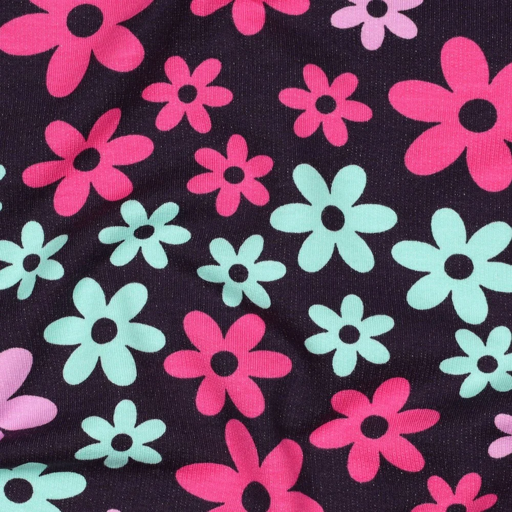 Softsweat mit Retro-Blumen - dunkel lila