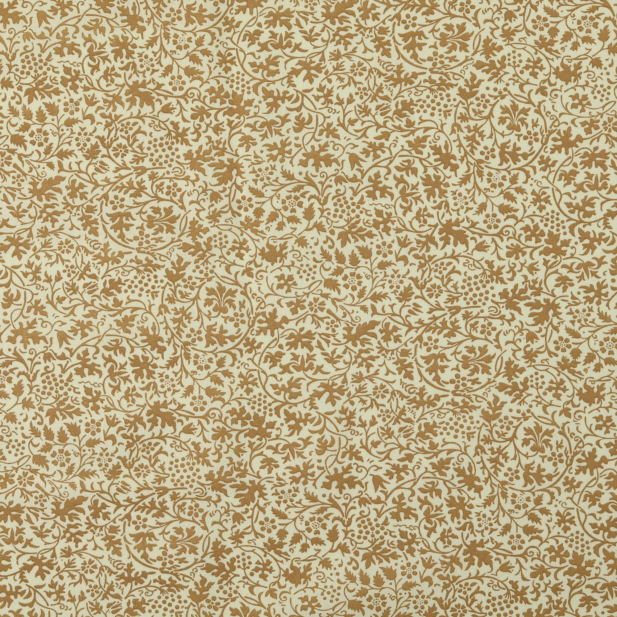Baumwolle Popeline "Vintage Botanica" mit Blätter dusty ocker/creme