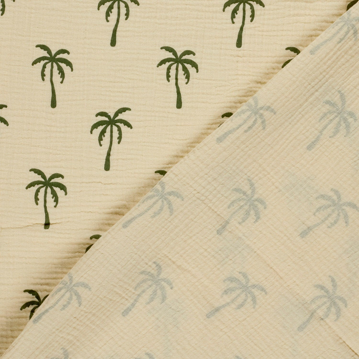Baumwolle Double Gauze/ Musselin mit Palmen - beige (N052)