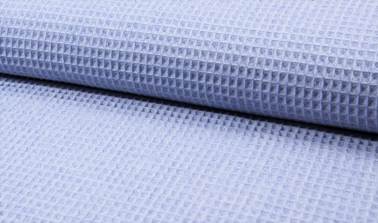 0,79m Reststück   Waffelstoff uni dusty blue melange