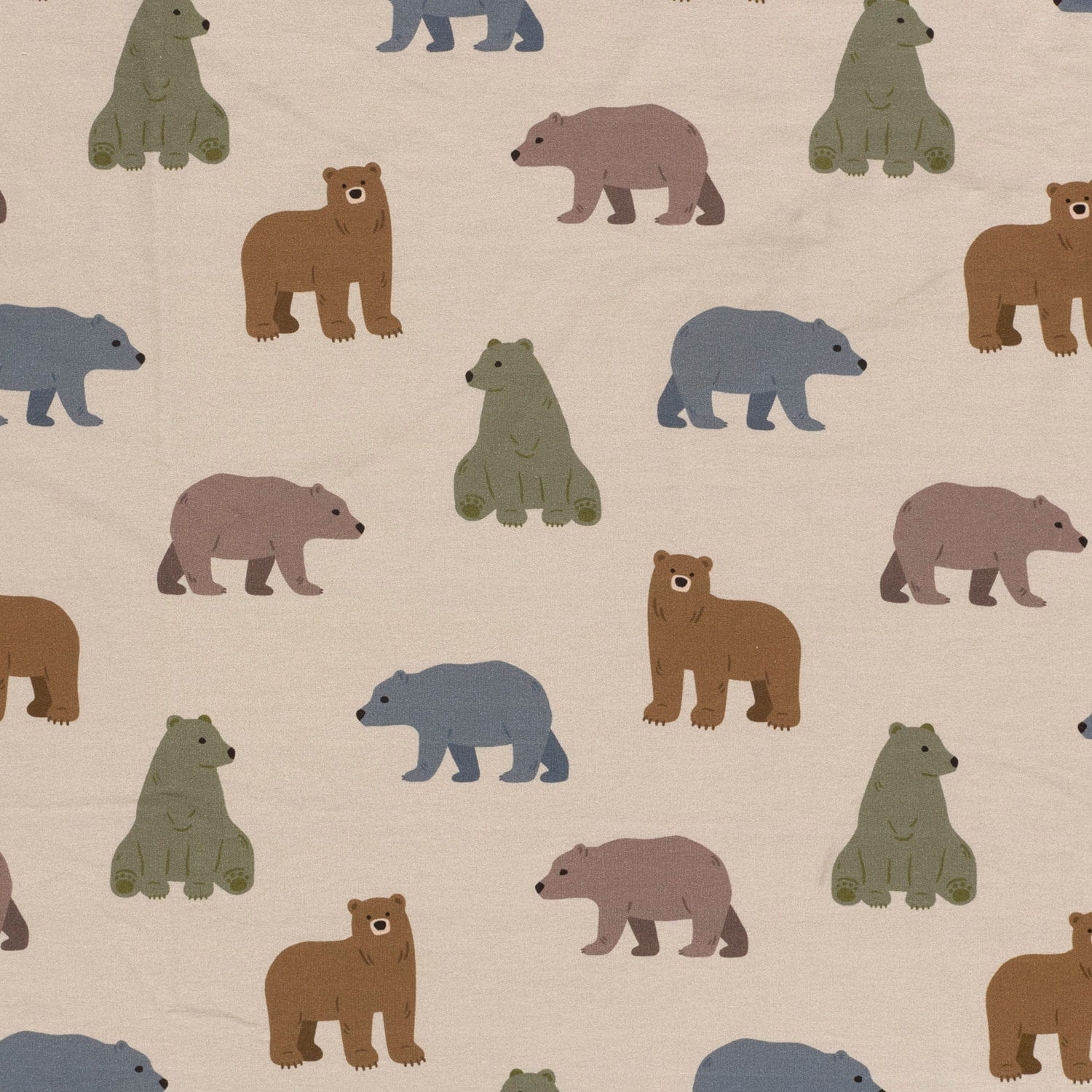 Sommersweat French Terry Digital mit Bären - beige (N052)