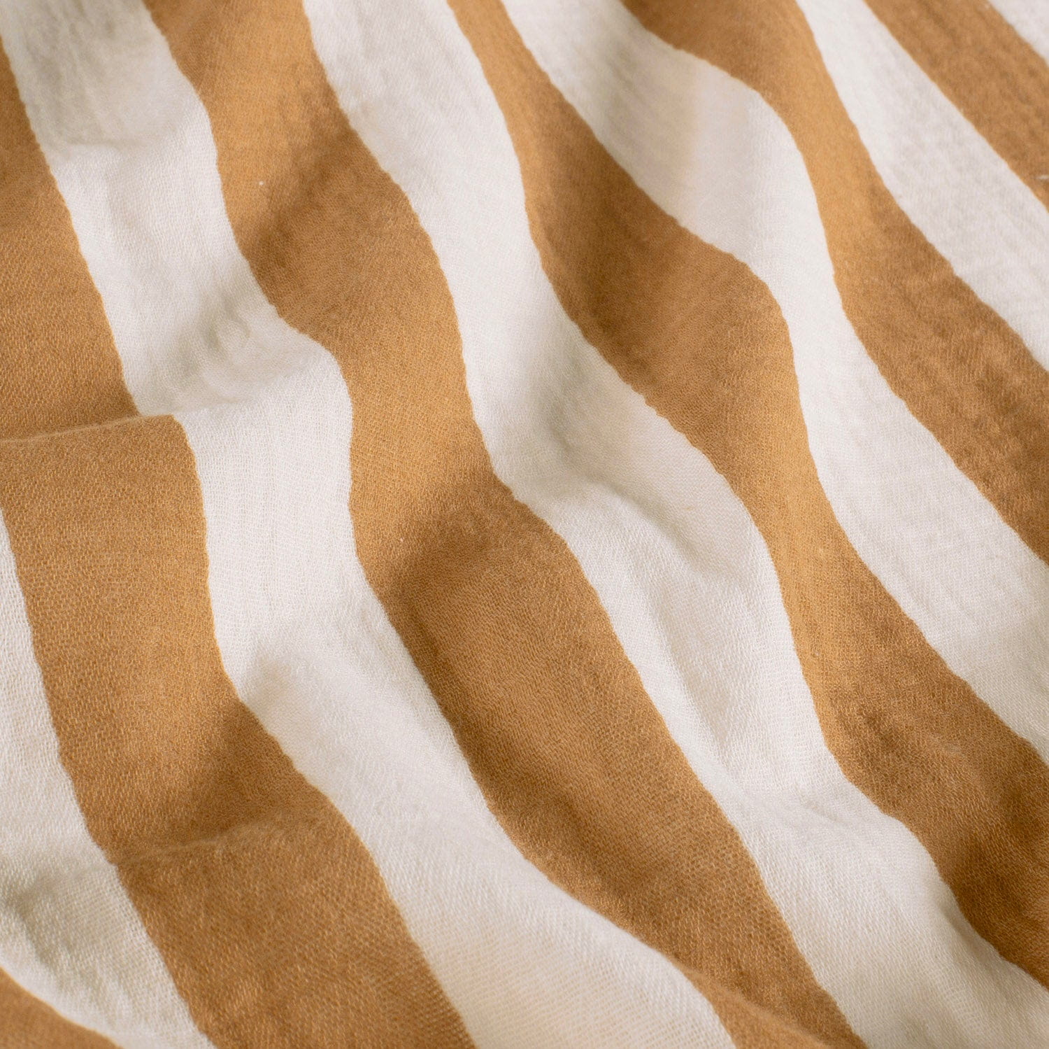 Baumwolle Double Gauze/ Musselin mit Streifen - ecu/camel