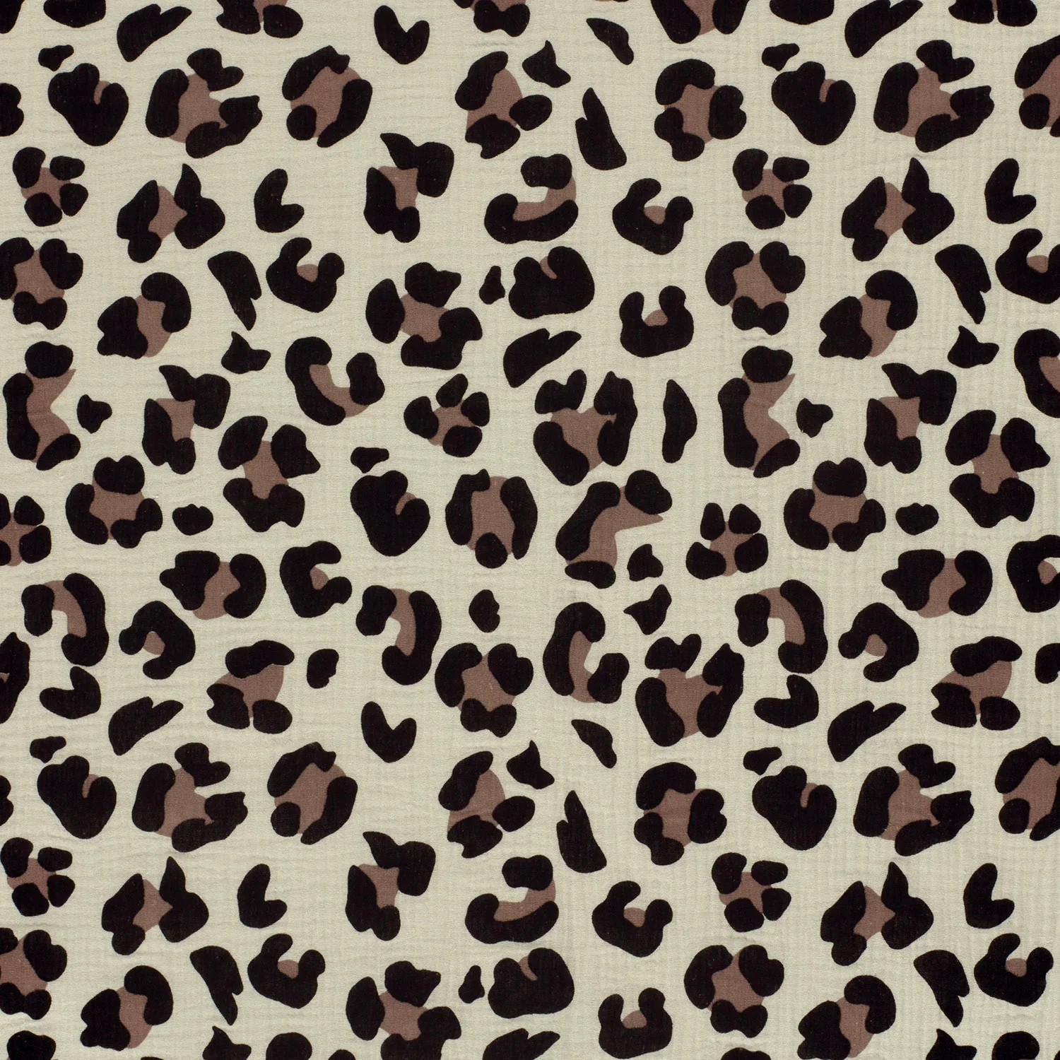 0,62m Reststück   Baumwolle Double Gauze/ Musselin mit Leopardenmuster - beige