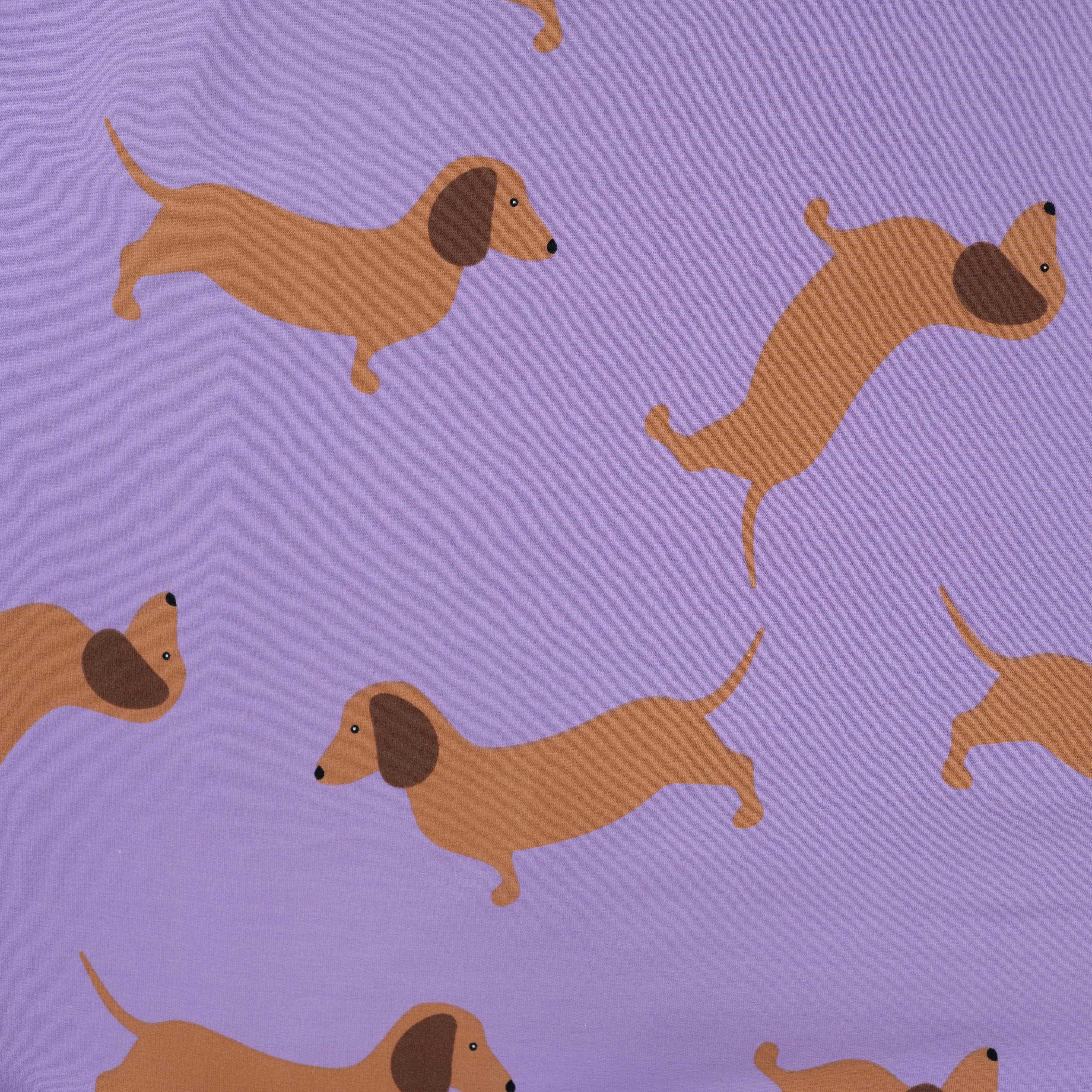 French Terry Brushed mit Dachshunden - dusty lilac (Q430)