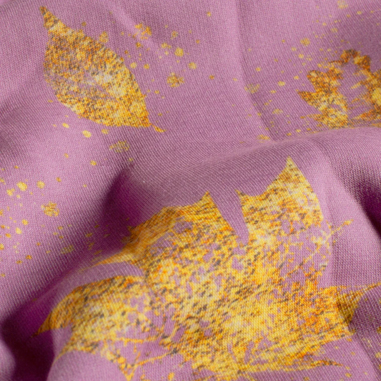 Sweatstoff Glitzerpüppi mit Blättern - altrosa (N014)