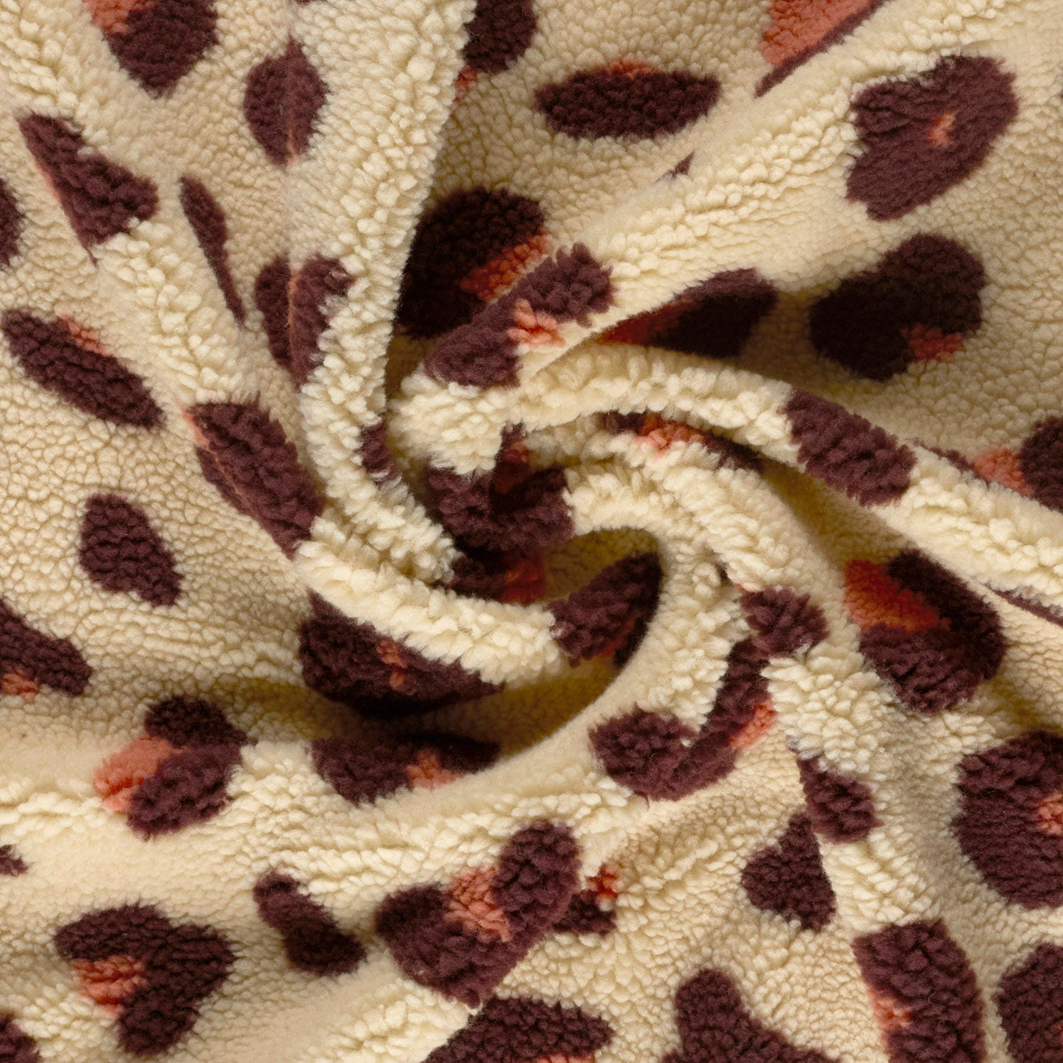Teddystoff mit Leomuster - beige