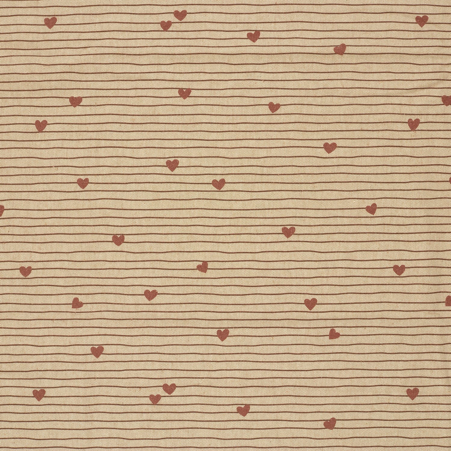 Halb-Panama Dekostoff in Leinenoptik mit Herzen - mauve/natur