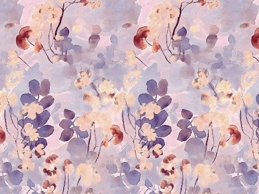 Viskose Digital mit zarten Blütenzweigen - lavendel/blassrosa