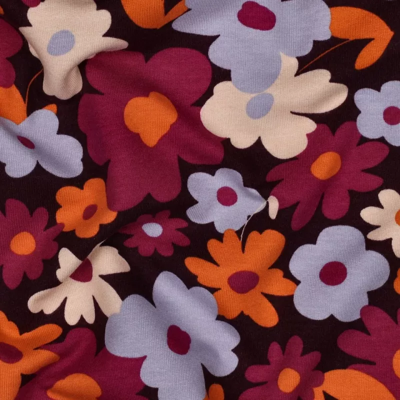 Softsweat mit Blumenwiese - aubergine