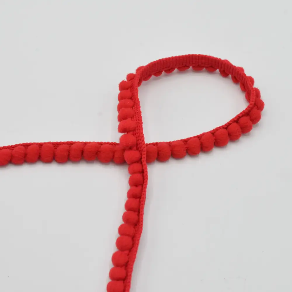 Pom Pom Borte in uni rot 6mm (515)    