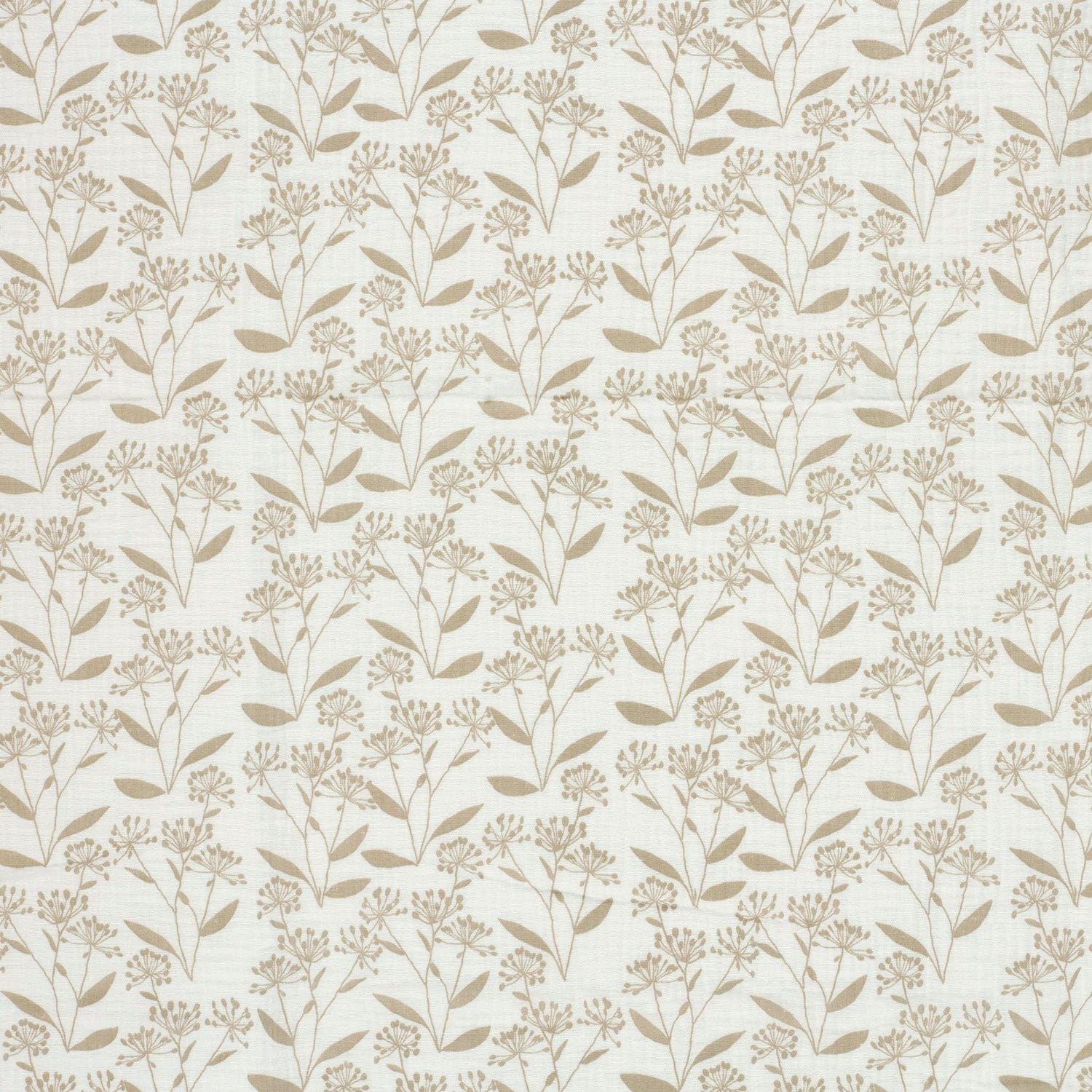 Baumwolle Double Gauze/ Musselin mit floralen Zweigen - beige/ecru (N051)