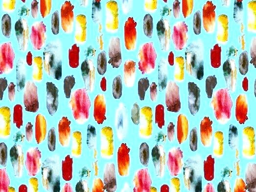 Viskose  Digital mit abstrakten Farbklecksen - aqua